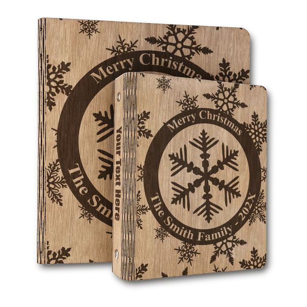 Custom Snowflakes Wood 3-Ring Binder (Personalized)
