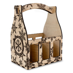 Snowflakes Wooden Beer Bottle Caddy (Personalized)