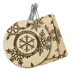 Snowflakes Wood Luggage Tag (Personalized)