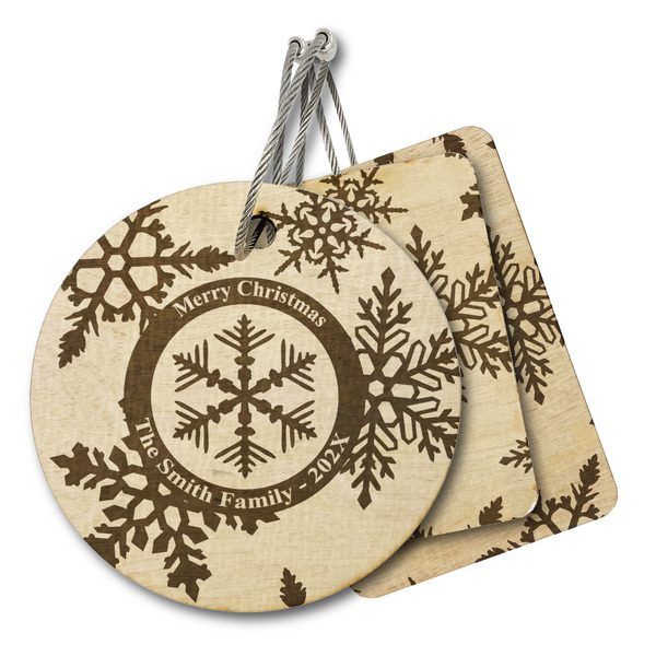 Custom Snowflakes Wood Luggage Tag (Personalized)