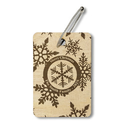 Snowflakes Wood Luggage Tag - Rectangle (Personalized)