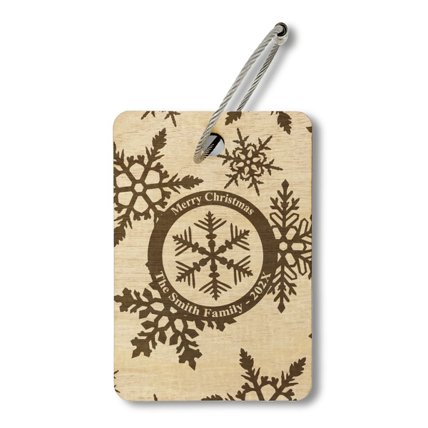 Custom Snowflakes Wood Luggage Tag - Rectangle (Personalized)
