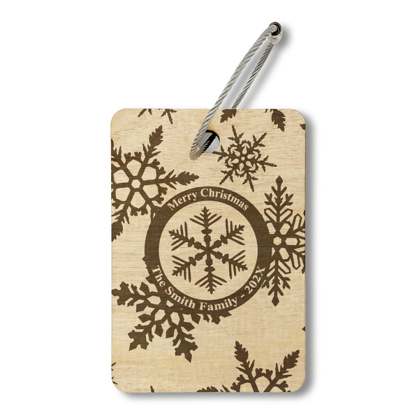 Snowflakes Wood Luggage Tags - Rectangle - Front/Main