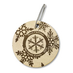 Snowflakes Wood Luggage Tag - Round (Personalized)