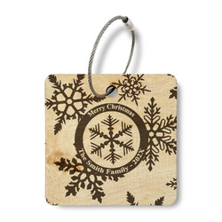 Snowflakes Wood Luggage Tag - Square (Personalized)