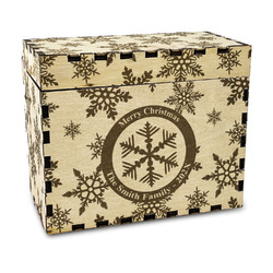 Snowflakes Wood Recipe Box - Laser Engraved (Personalized)