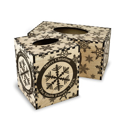 Snowflakes Wood Tissue Box Cover (Personalized)