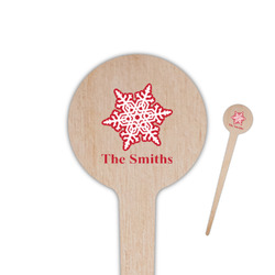 Snowflakes 4" Round Wooden Food Picks - Double Sided (Personalized)