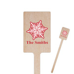 Snowflakes 6.25" Rectangle Wooden Stir Sticks - Single Sided (Personalized)