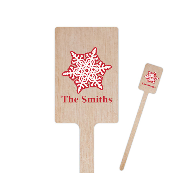 Custom Snowflakes 6.25" Rectangle Wooden Stir Sticks - Single Sided (Personalized)