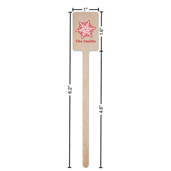 Snowflakes Wooden 6.25" Stir Stick - Rectangular - Dimensions