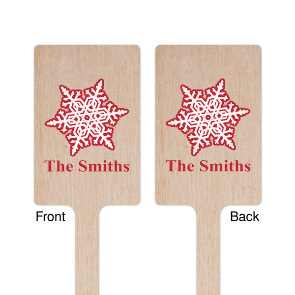 Snowflakes Wooden 6.25" Stir Stick - Rectangular - Double Sided - Front & Back