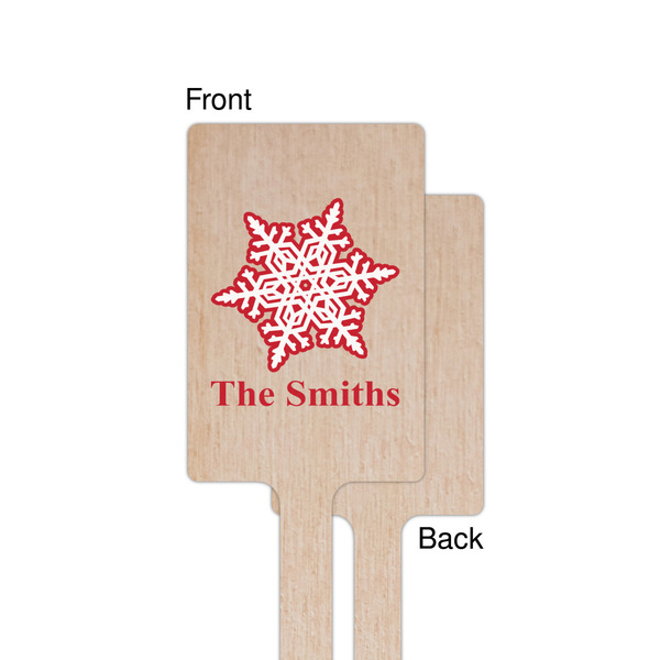 Snowflakes Wooden 6.25" Stir Stick - Rectangular - Single - Front & Back