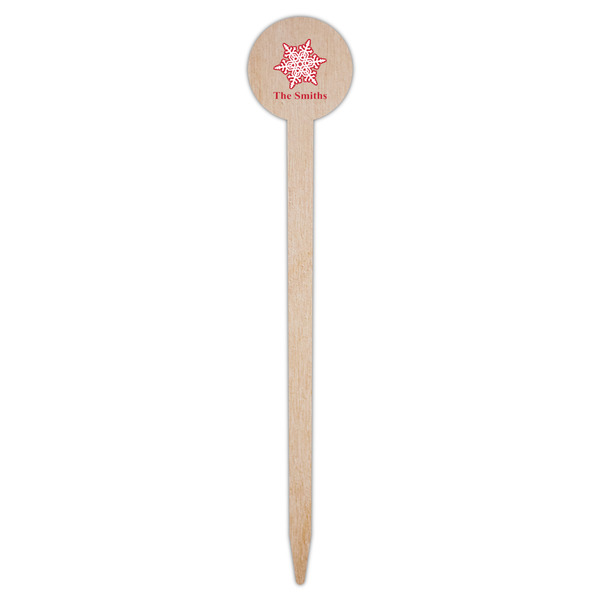 Snowflakes Wooden 6" Food Pick - Round - Single Pick