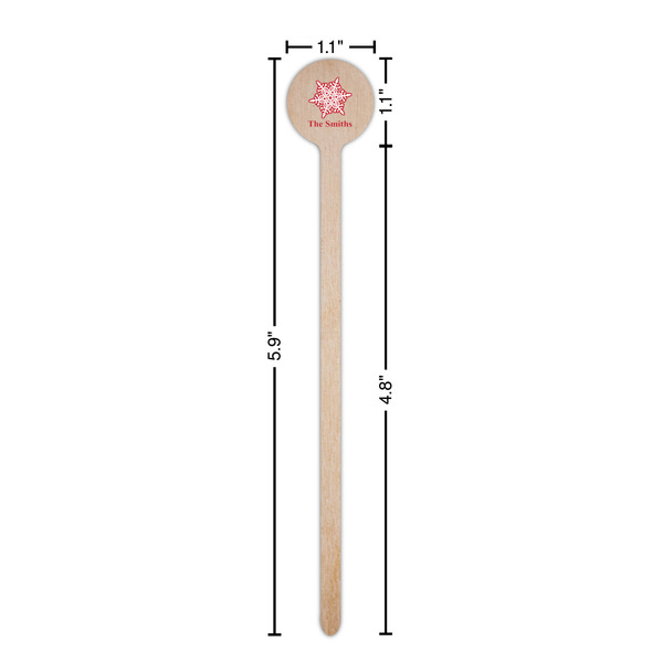 Snowflakes Wooden 6" Stir Stick - Round - Dimensions