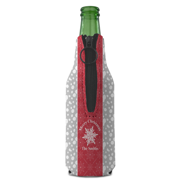 Snowflakes Zipper Bottle Cooler - BACK (bottle)