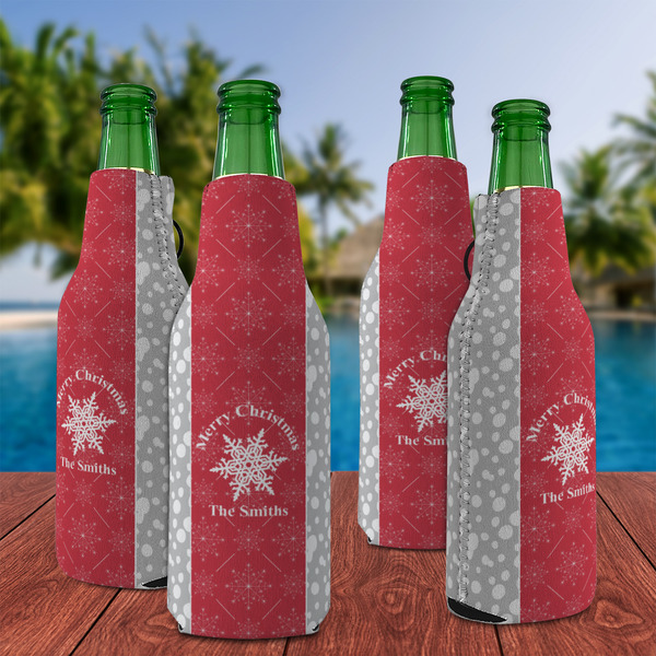 Snowflakes Zipper Bottle Cooler - Set of 4 - LIFESTYLE