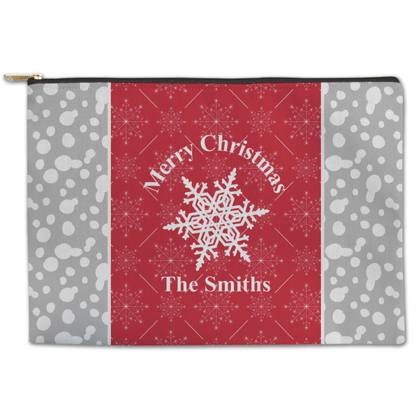 Custom Snowflakes Zipper Pouch - Large - 12.5"x8.5" (Personalized)