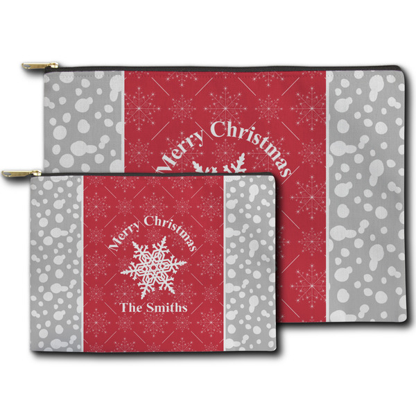 Snowflakes Zippered Pouches - Size Comparison