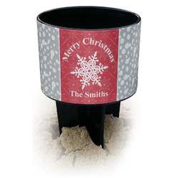 Snowflakes Black Beach Spiker Drink Holder (Personalized)