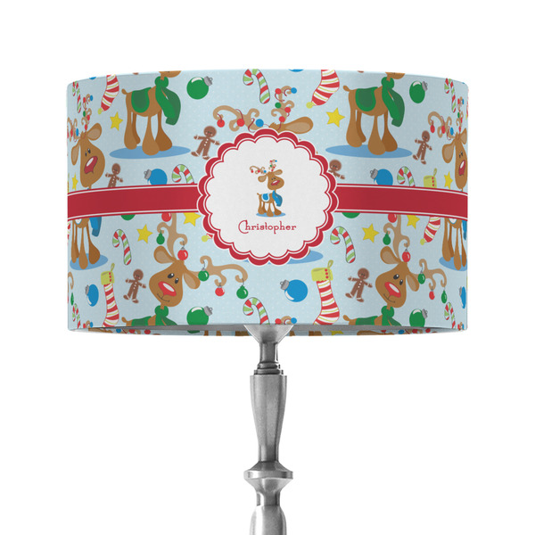 Reindeer 12" Drum Lampshade - ON STAND (Fabric)