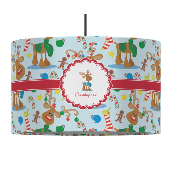 Custom Reindeer 12" Drum Pendant Lamp - Fabric (Personalized)