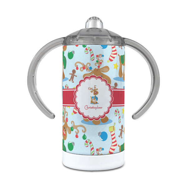Custom Reindeer 12 oz Stainless Steel Sippy Cup (Personalized)