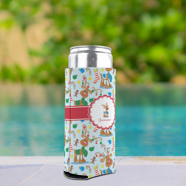 Reindeer Can Cooler - Tall 12oz - In Context