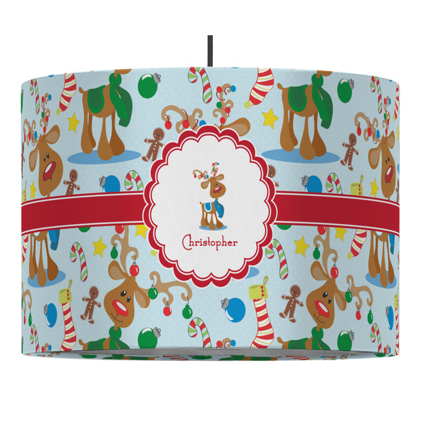 Custom Reindeer 16" Drum Pendant Lamp - Fabric (Personalized)