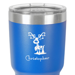 Reindeer 30 oz Stainless Steel Tumbler - Royal Blue - Single-Sided (Personalized)