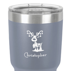Reindeer 30 oz Stainless Steel Tumbler - Grey - Single-Sided (Personalized)