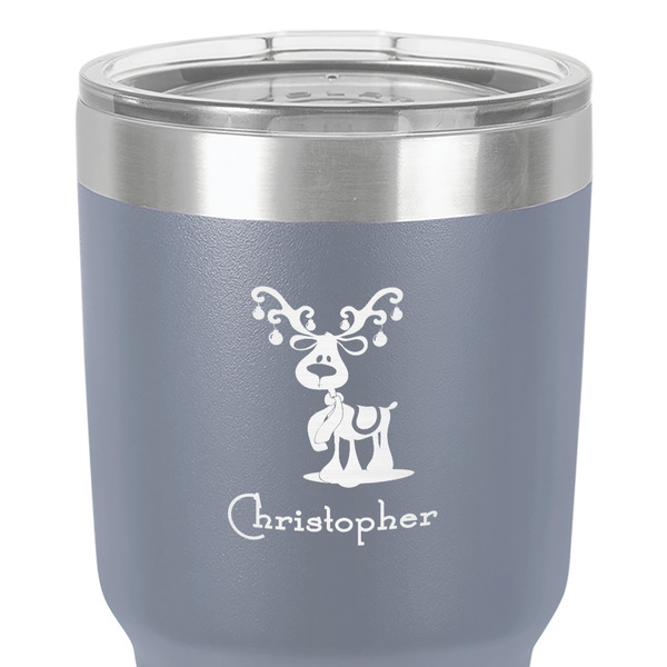 Reindeer 30 oz Stainless Steel Ringneck Tumbler - Grey - Close Up