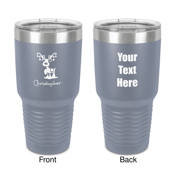 Custom Reindeer 30 oz Stainless Steel Tumbler - Grey - Double-Sided (Personalized)