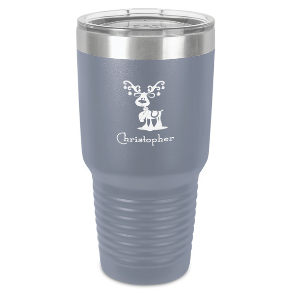Custom Reindeer 30 oz Stainless Steel Tumbler - Grey - Single-Sided (Personalized)
