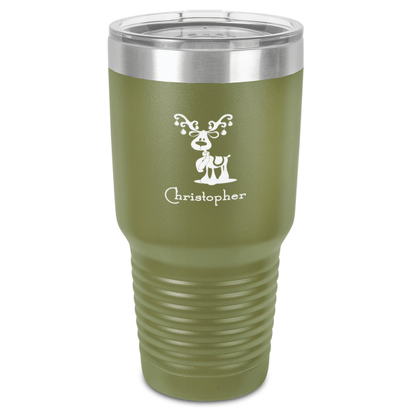 Reindeer 30 oz Stainless Steel Ringneck Tumbler - Olive - Front