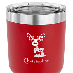 Reindeer 30 oz Stainless Steel Tumbler - Red - Single Sided (Personalized)