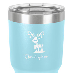 Reindeer 30 oz Stainless Steel Tumbler - Teal - Single-Sided (Personalized)