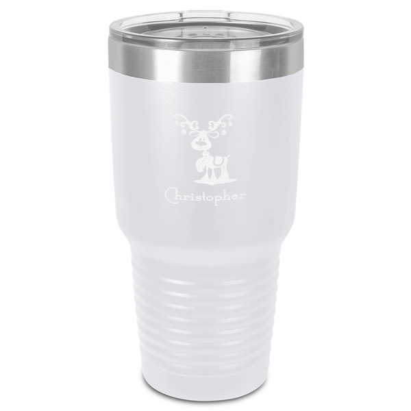 Custom Reindeer 30 oz Stainless Steel Tumbler - White - Single-Sided (Personalized)