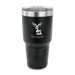 Reindeer 30 oz Stainless Steel Tumbler - Black - Single Sided (Personalized)