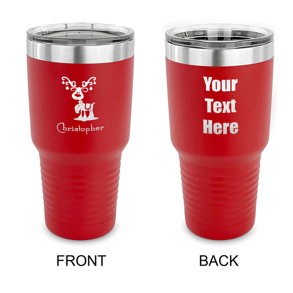 Custom Reindeer 30 oz Stainless Steel Tumbler - Red - Double Sided (Personalized)