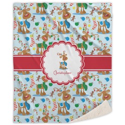 Reindeer Sherpa Throw Blanket (Personalized)