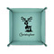 Reindeer 6" x 6" Teal Leatherette Snap Up Tray - FOLDED UP