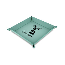 Reindeer 6" x 6" Teal Faux Leather Valet Tray (Personalized)