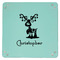 Reindeer 9" x 9" Teal Leatherette Snap Up Tray - APPROVAL