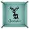 Reindeer 9" x 9" Teal Leatherette Snap Up Tray - FOLDED