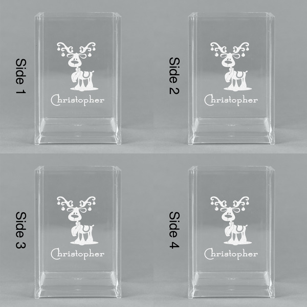 Reindeer Acrylic Pen Holder - All Sides