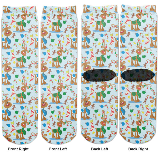 Reindeer Adult Crew Socks - Double Pair - Front and Back - Apvl