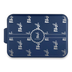 Reindeer Aluminum Baking Pan with Navy Lid (Personalized)