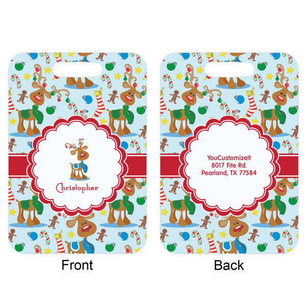 Reindeer Aluminum Luggage Tag (Front + Back)