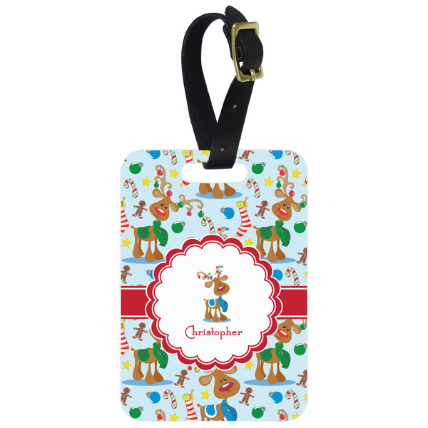 Custom Reindeer Metal Luggage Tag w/ Name or Text